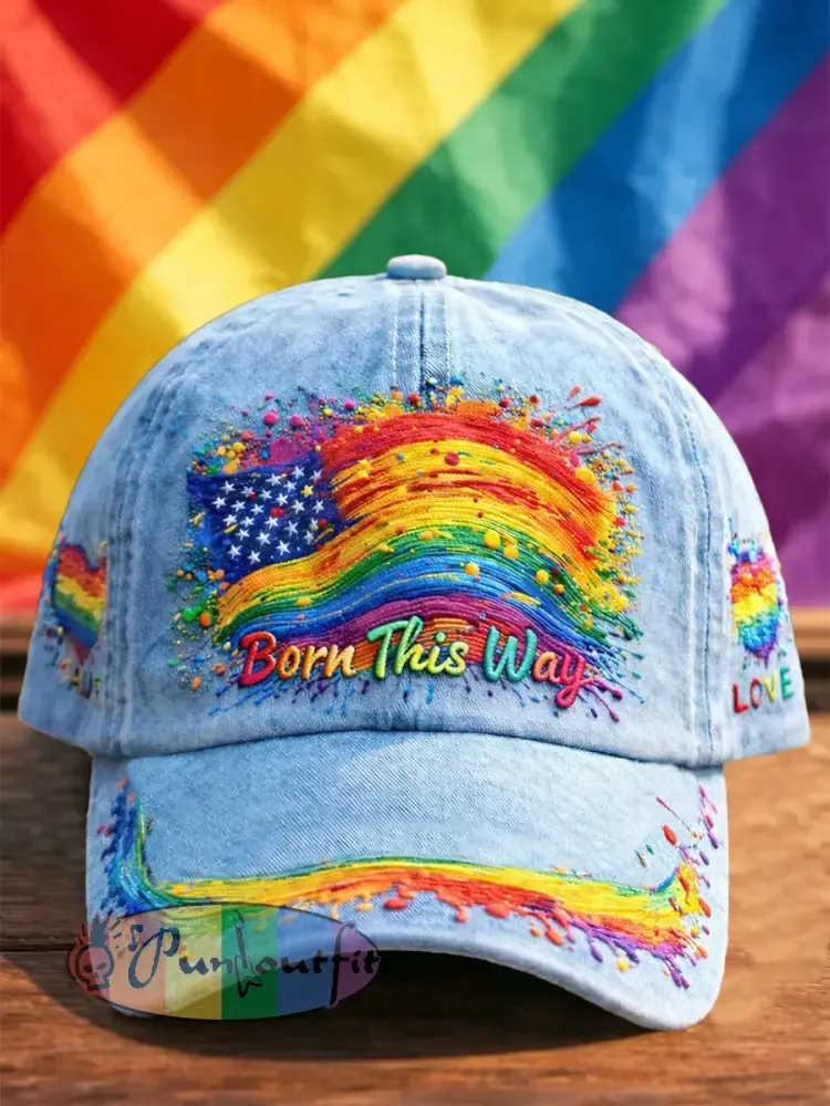 Unisex LGBT Rainbow Flag ’Born This Way’ Art Print Hat - As picture · ONE