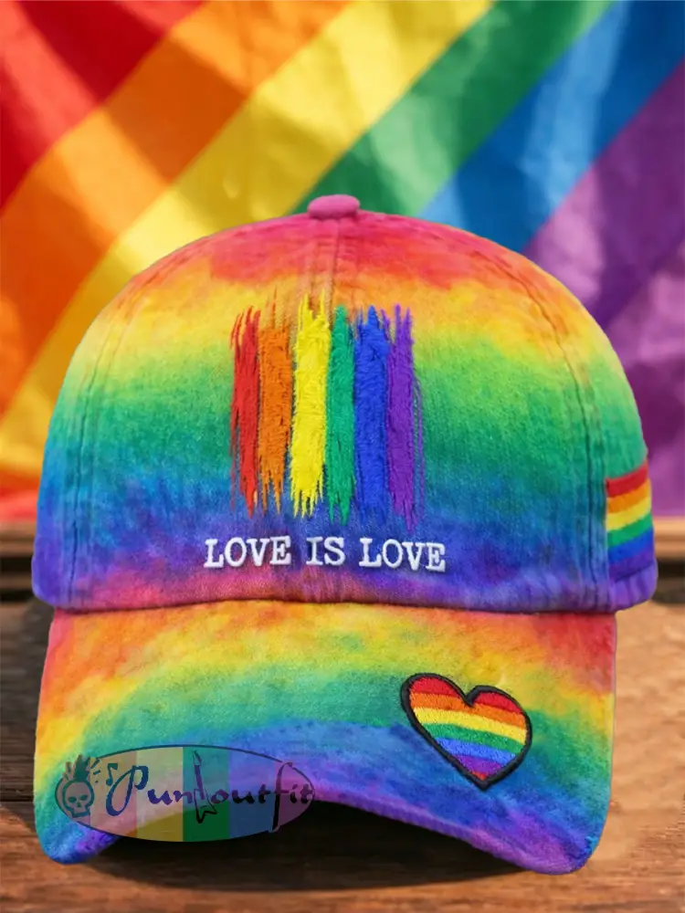 Unisex LGBT Pride Month Rainbow ’LOVE IS LOVE’ Art Print Hat - As picture · ONE