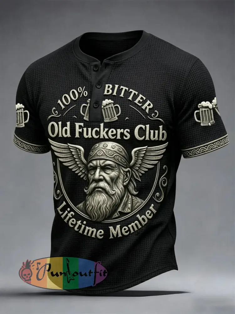 Men’s ’100% Bitter Old Fuckers Club’ Waffle Shirts