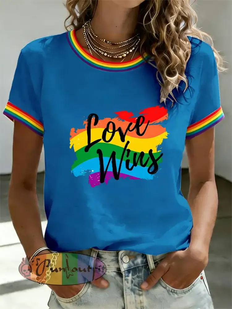 Women’s Love Wins Pride Month Print Casual Tee