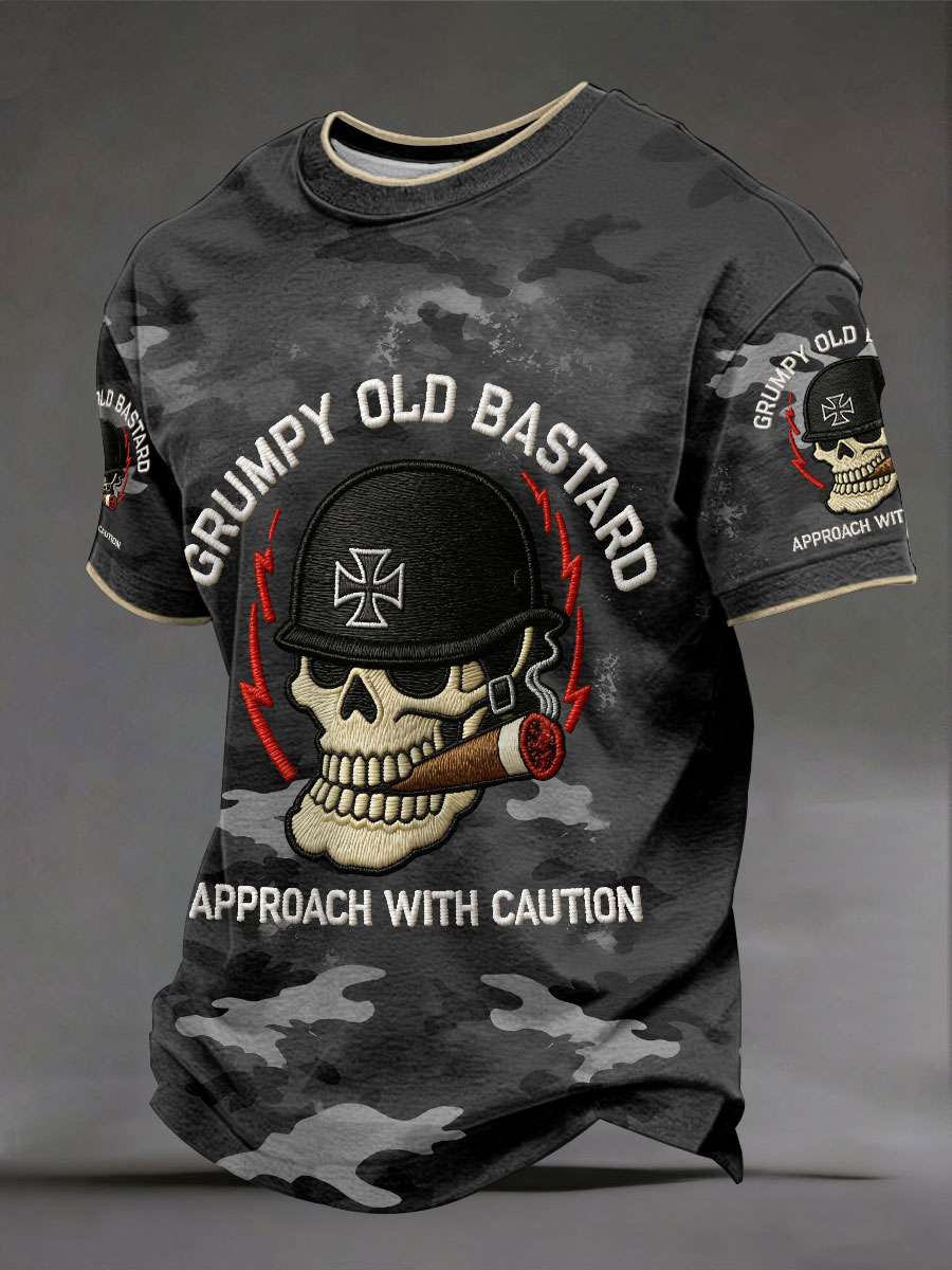 Men's 'grumpy old bastard approach with caution' T-shirts