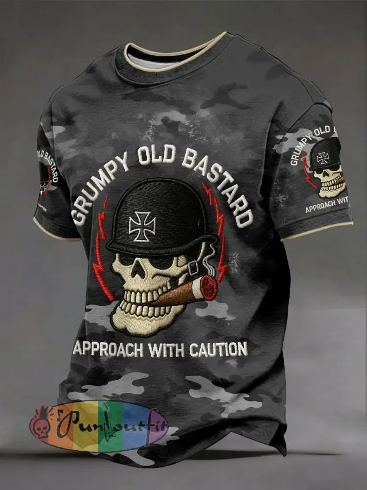Men's 'grumpy old bastard approach with caution' T-shirts