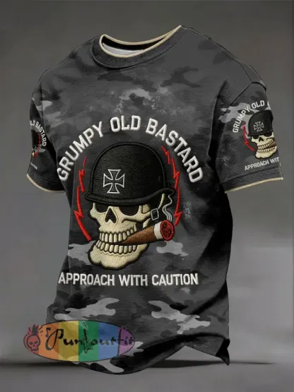 Men's 'grumpy old bastard approach with caution' T-shirts