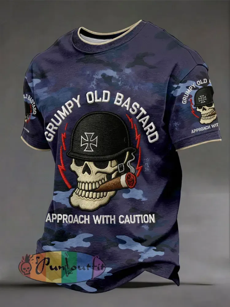 Men's 'grumpy old bastard approach with caution' T-shirts