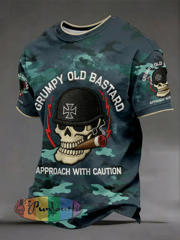 Men's 'grumpy old bastard approach with caution' T-shirts