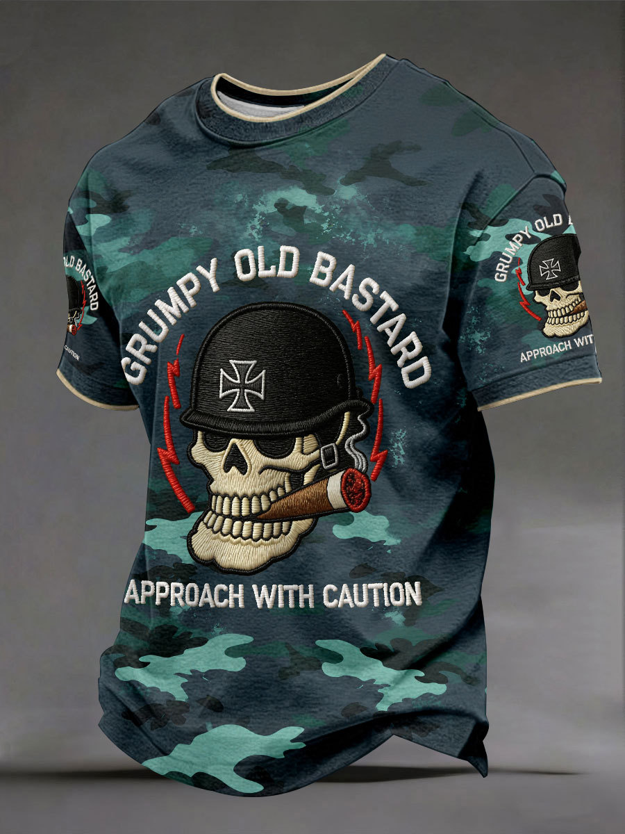 Men's 'grumpy old bastard approach with caution' T-shirts