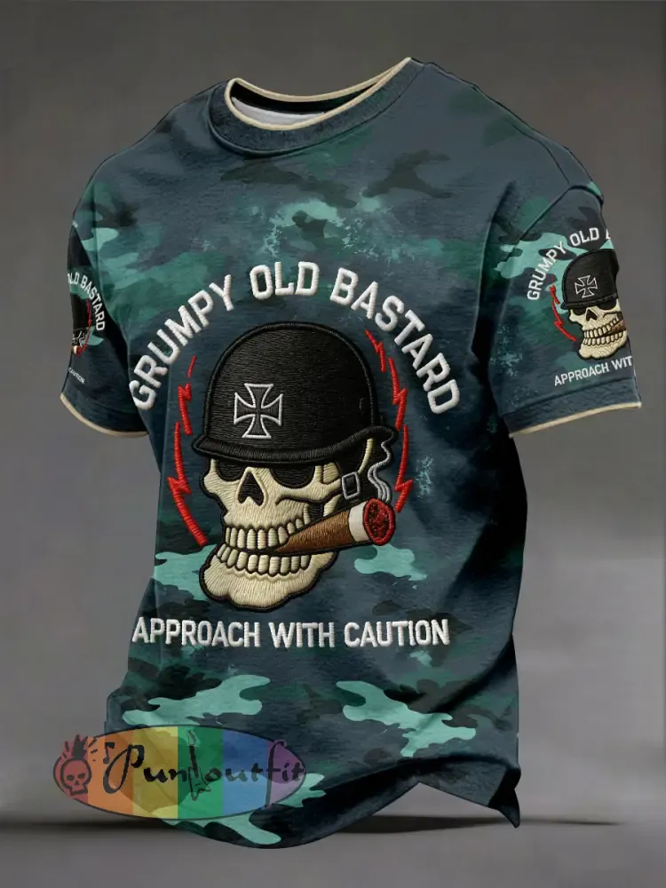Men's 'grumpy old bastard approach with caution' T-shirts