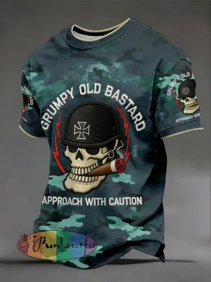 Men's 'grumpy old bastard approach with caution' T-shirts