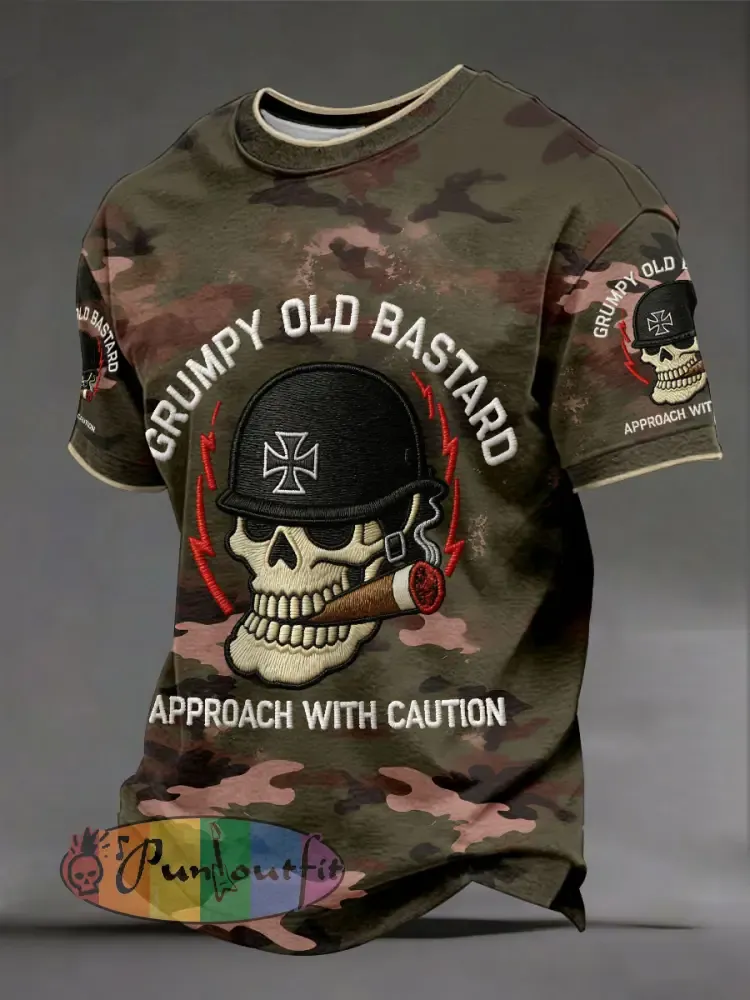 Men's 'grumpy old bastard approach with caution' T-shirts