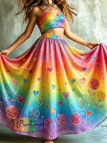 Women’s Rainbow Pride Art Print Dress