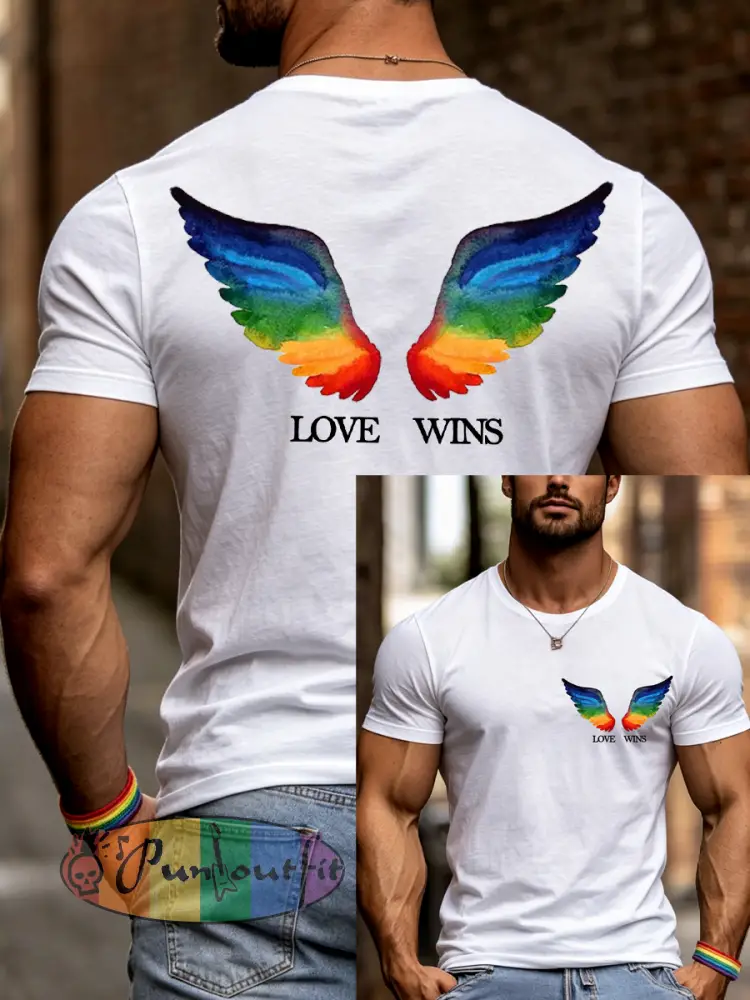 Men’s LGBTQ Pride Month Love Wins Print Casual Tee