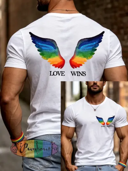 Men’s LGBTQ Pride Month Love Wins Print Casual Tee