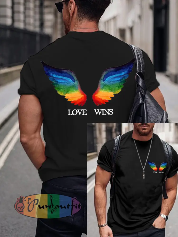 Men’s LGBTQ Pride Month Love Wins Print Casual Tee