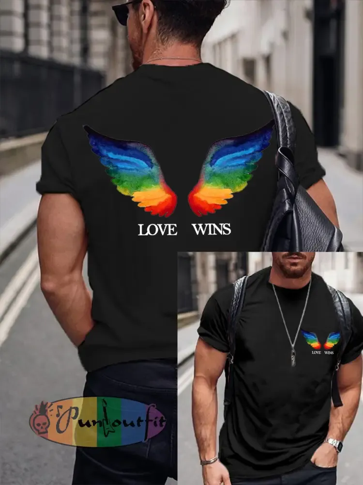 Men’s LGBTQ Pride Month Love Wins Print Casual Tee