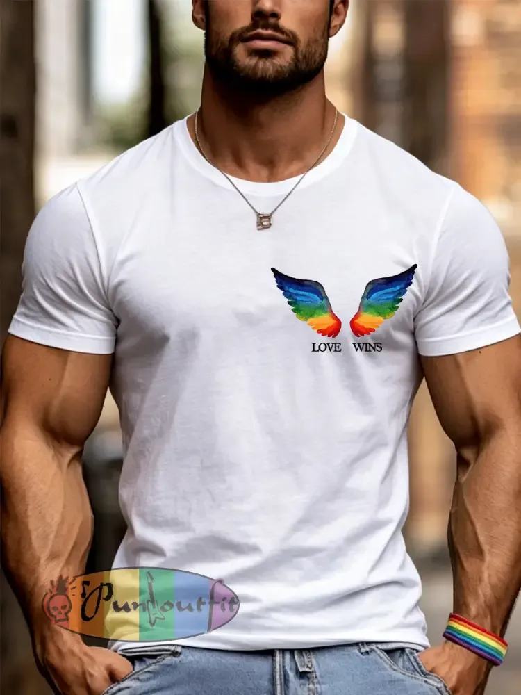 Men’s LGBTQ Pride Month Love Wins Print Casual Tee