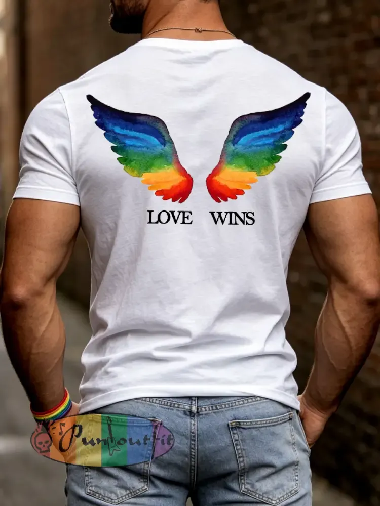 Men’s LGBTQ Pride Month Love Wins Print Casual Tee