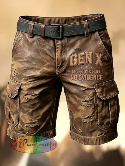 Men’s Retro Vacation Business Old Fuckers Club Art Print Casual Shorts