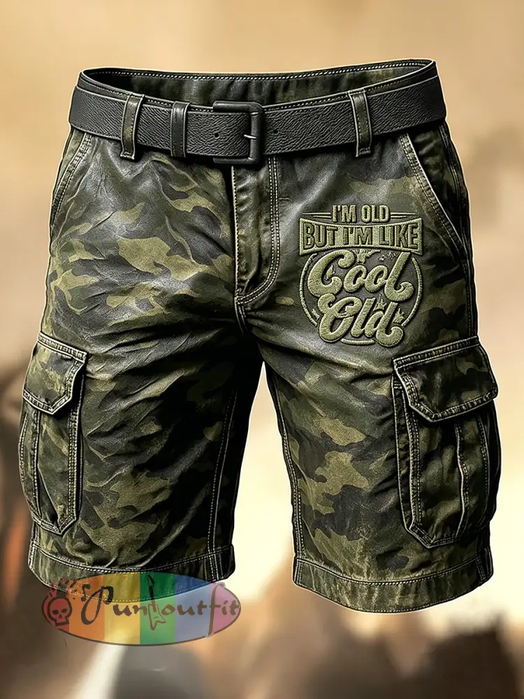 Men’s Retro Vacation Business Old Fuckers Club Art Print Casual Shorts