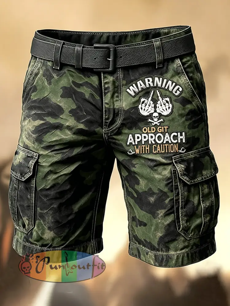 Men’s Retro Vacation Business Old Fuckers Club Art Print Casual Shorts