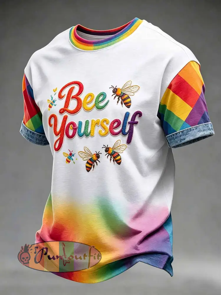 Men’s Rainbow Art Print Casual T-Shirt