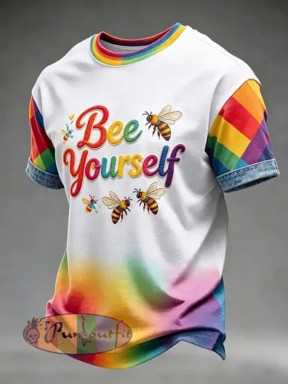 Men’s Rainbow Art Print Casual T-Shirt