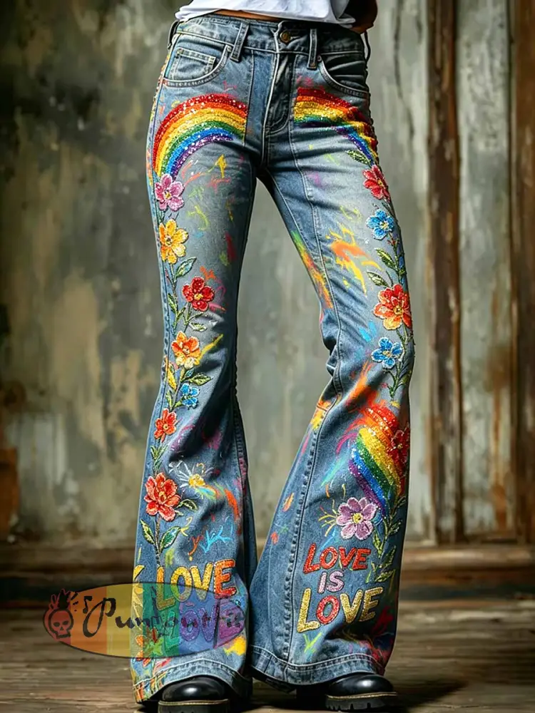 Women’s Rainbow Art Print Casual Pants
