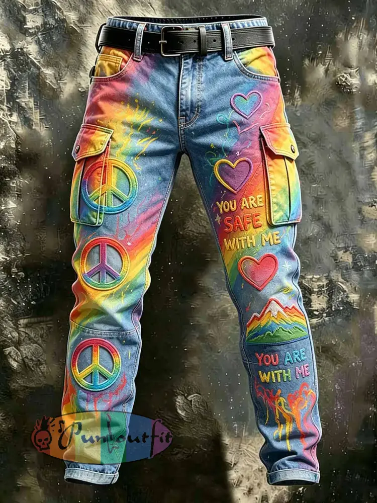 Men’s Rainbow Art Print Casual Pants
