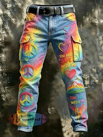 Men’s Rainbow Art Print Casual Pants