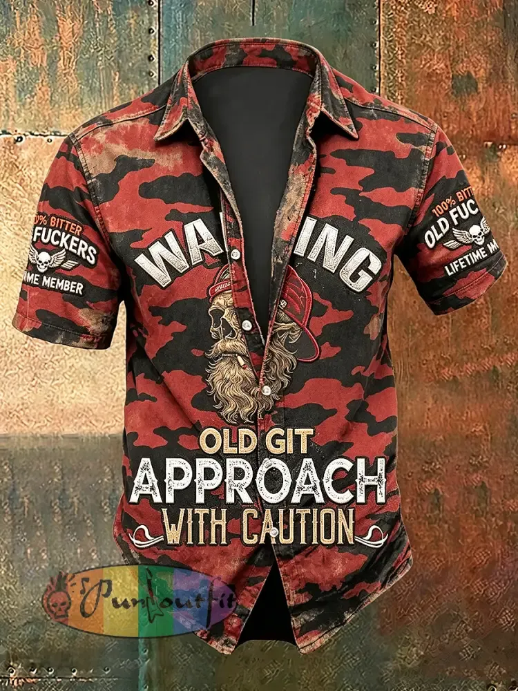 Men’s Old Fuckers Club Print Casual Short Sleeved Shirt