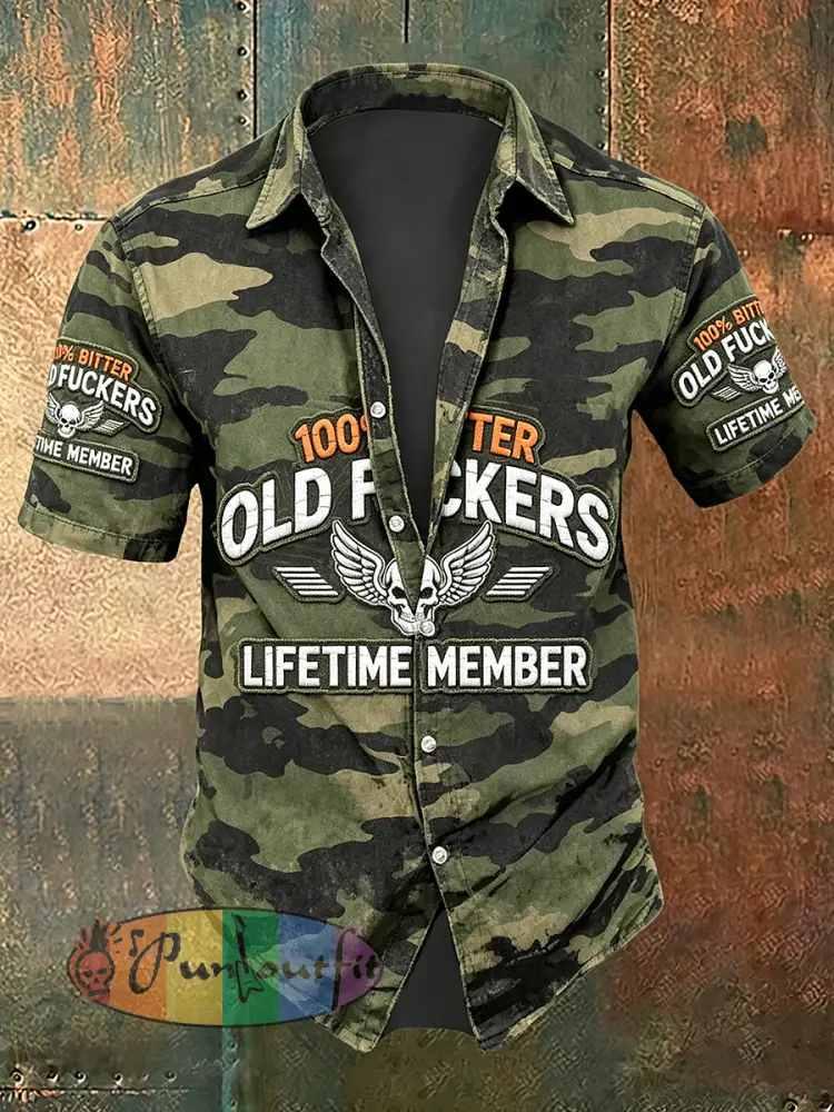 Men’s Old Fuckers Club Print Casual Short Sleeved Shirt