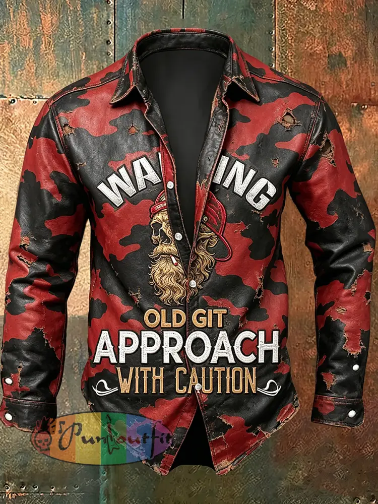 Men’s Old Fuckers Club Print Casual Long Sleeved Shirt