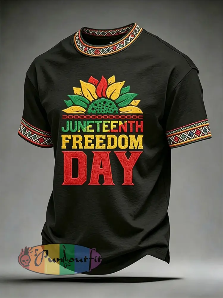 Men’s Juneteenth Freedom Day Print Casual Tee