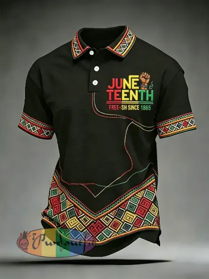 Men’s Juneteenth Print Casual Polo