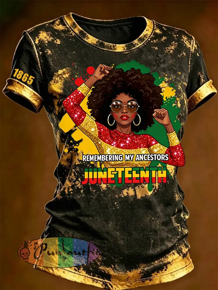 Women’s Juneteenth Remebering My Ancestors Print Casual Tee