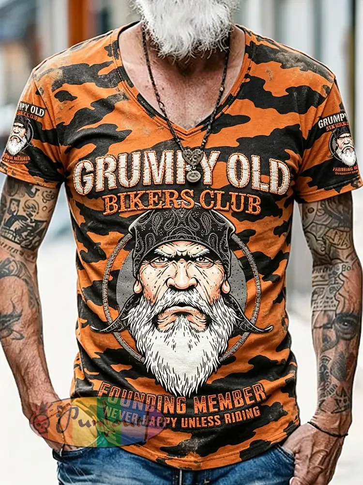 Men’s Old Fuckers Club Print Casual Short Sleeved Shirt