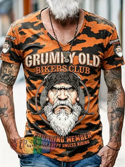 Men’s Old Fuckers Club Print Casual Short Sleeved Shirt