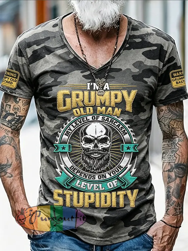 Men’s Old Fuckers Club Print Casual Short Sleeved Shirt