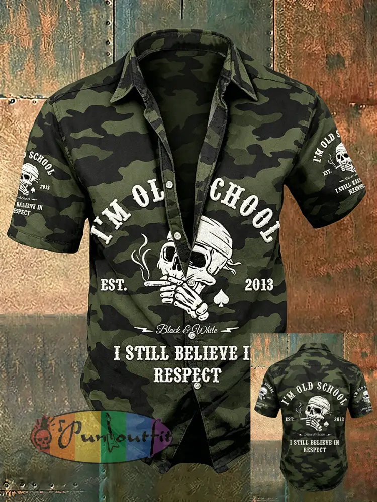 Men’s Old Fuckers Club Print Casual Short Sleeved Shirt