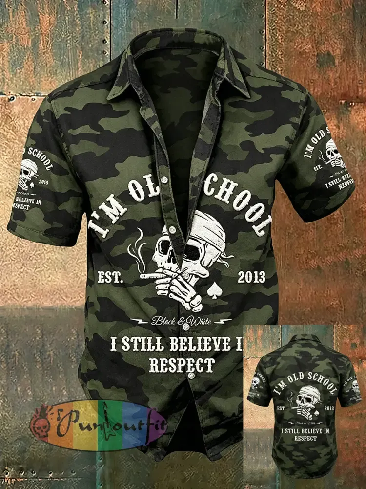Men’s Old Fuckers Club Print Casual Short Sleeved Shirt