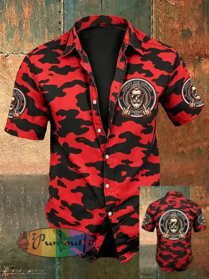 Men’s Old Fuckers Club Print Casual Short Sleeved Shirt