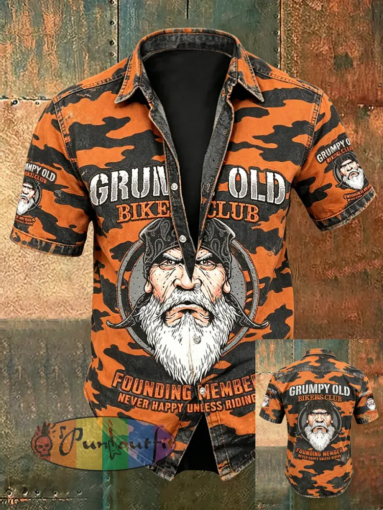 Men’s Old Fuckers Club Print Casual Short Sleeved Shirt