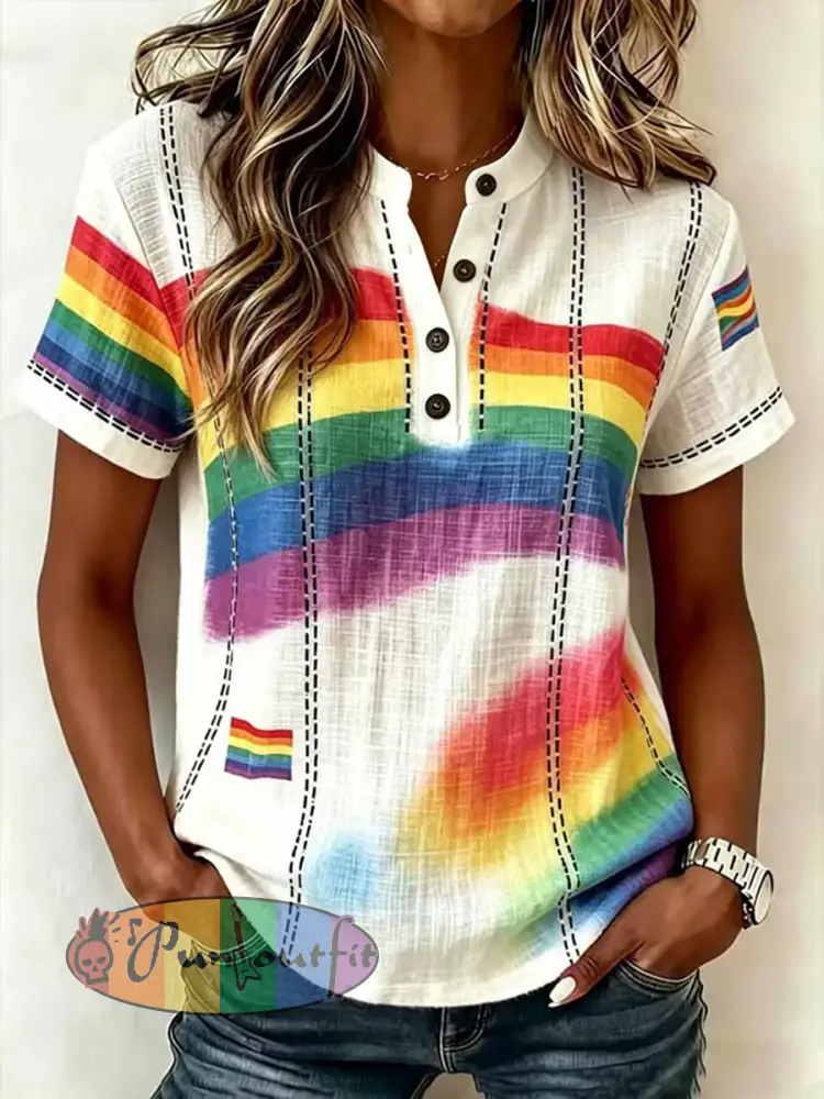 Women’s Rainbow Pride Month Print short-sleeved T-shirt
