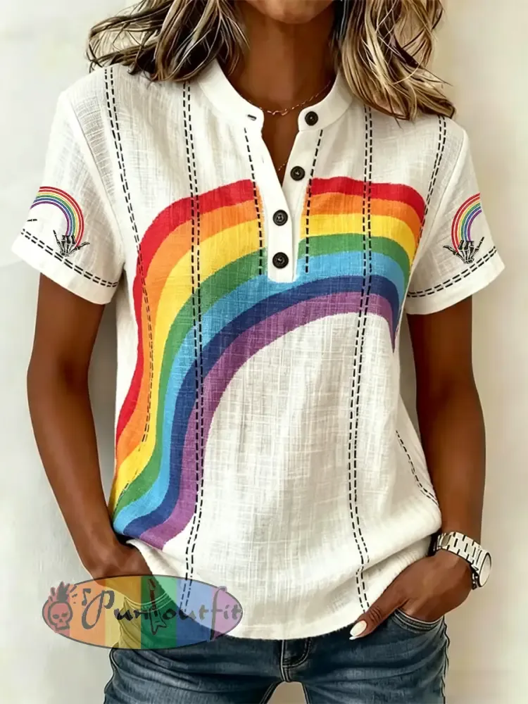 Women’s Rainbow Pride Month Print short-sleeved T-shirt