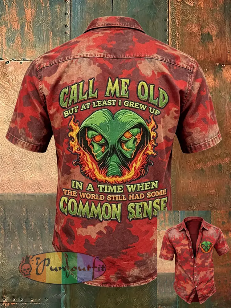Men’s Old Fuckers Club Print Casual Short Sleeved Shirt