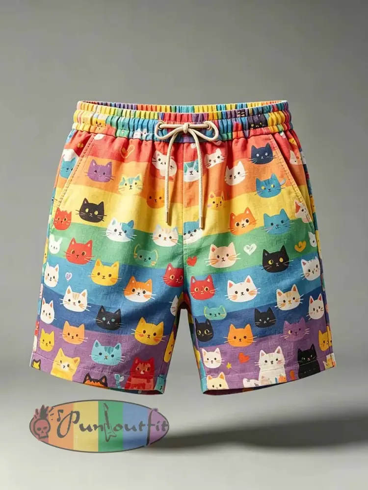 Men’s Pride Month Rainbow Print Shorts