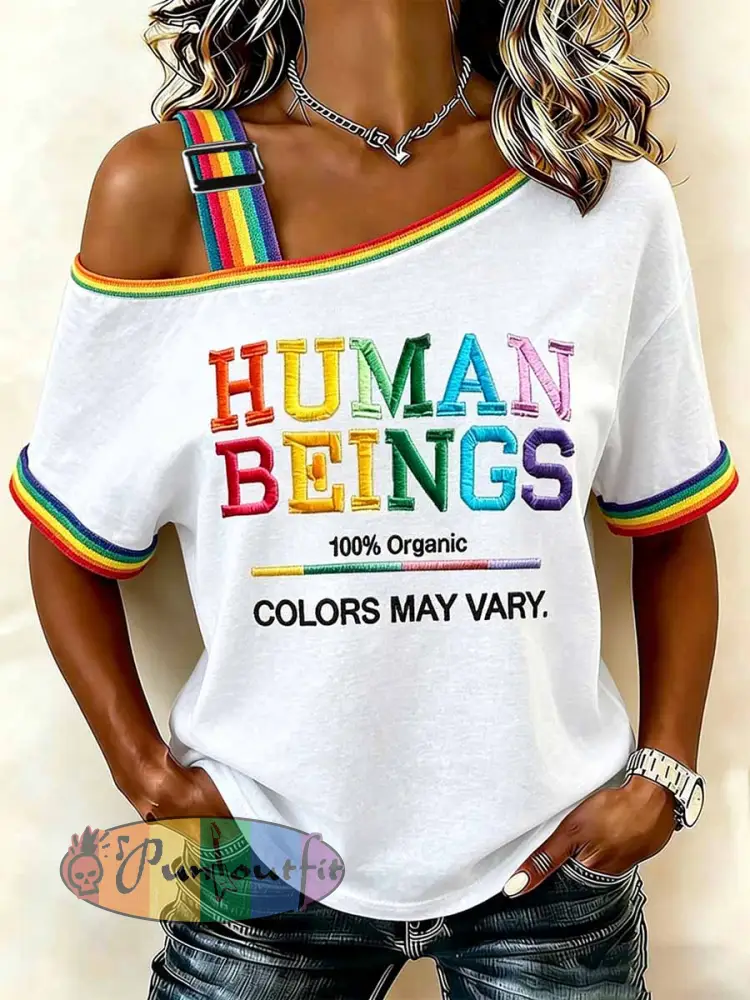 Women’s Clothing Pride Month Rainbow Print Pattern Off-Shoulder Top