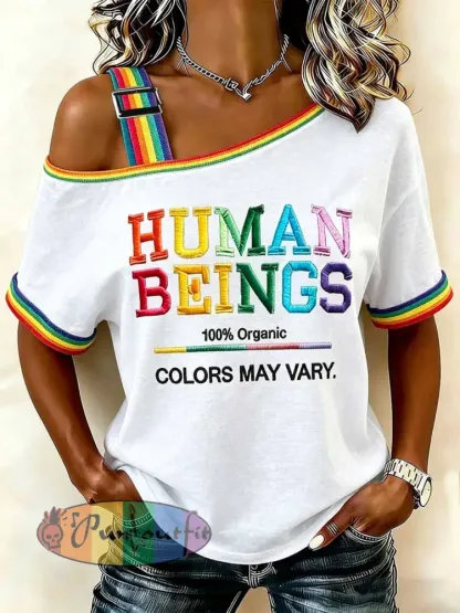 Women’s Clothing Pride Month Rainbow Print Pattern Off-Shoulder Top