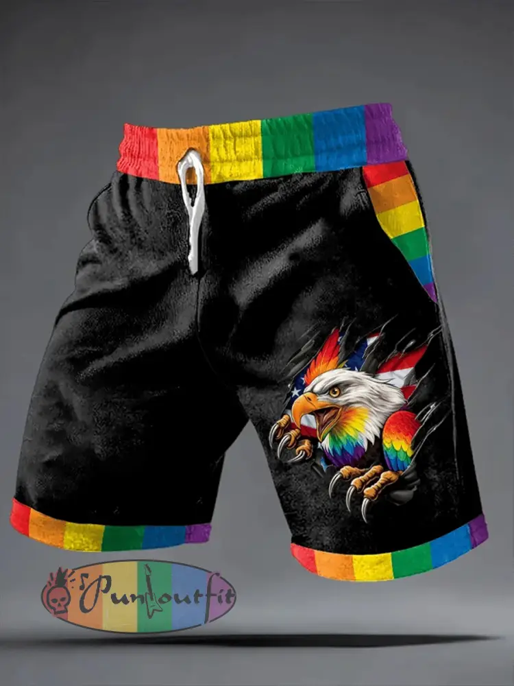 Men’s Pride Month Rainbow Art Shorts