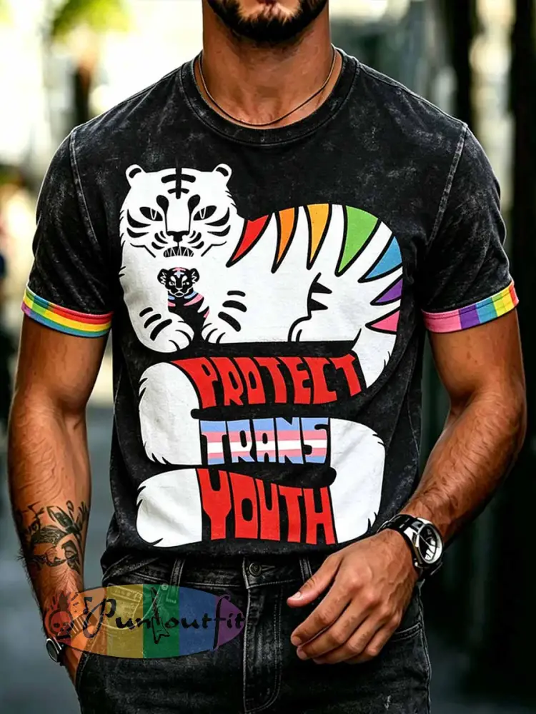 Men’s Pride Month Rainbow Print Pattern T-Shirt