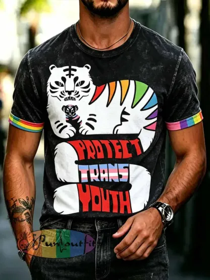 Men’s Pride Month Rainbow Print Pattern T-Shirt